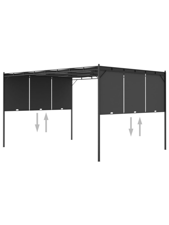 Sodo pavėsinė su šonine užuolaida, antracito spalvos, 4x3x2,25m