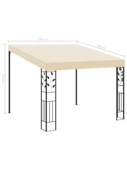 Prie sienos montuojama pavėsinė, kreminės spalvos, 3x3x2,5m