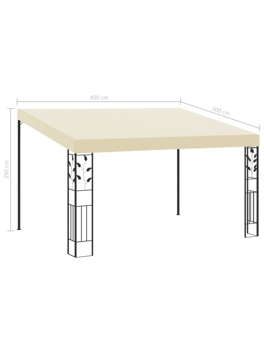 Prie sienos montuojama pavėsinė, kreminės spalvos, 4x3x2,5m