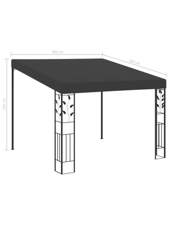 Prie sienos montuojama pavėsinė, antracito, 3x3x2,5m