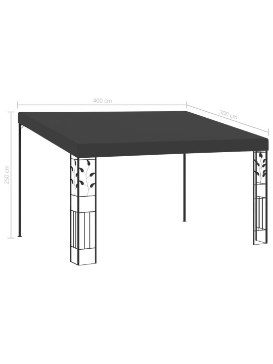 Prie sienos montuojama pavėsinė, antracito, 4x3x2,5m