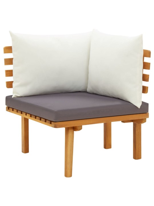 Kampinė sodo sofa su pagalvėlėmis, akacijos medienos masyvas