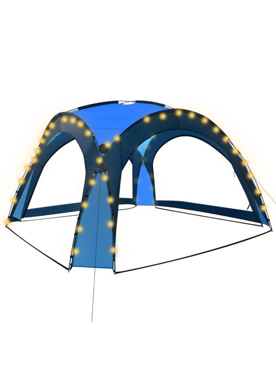 Proginė palapinė su LED ir 4 sienomis, mėlyna, 3,6x3,6x2,3m
