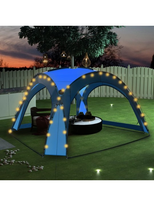 Proginė palapinė su LED ir 4 sienomis, mėlyna, 3,6x3,6x2,3m
