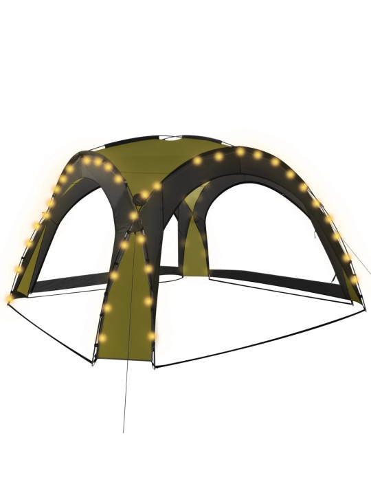 Proginė palapinė su LED ir 4 sienomis, žalia, 3,6x3,6x2,3m