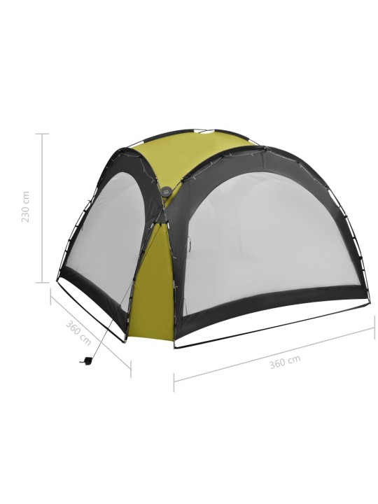 Proginė palapinė su LED ir 4 sienomis, žalia, 3,6x3,6x2,3m