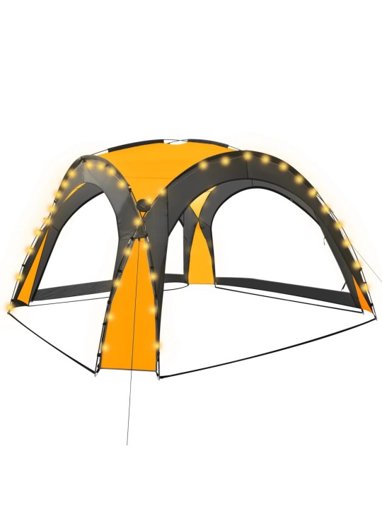 Proginė palapinė su LED ir 4 sienomis, geltona, 3,6x3,6x2,3m