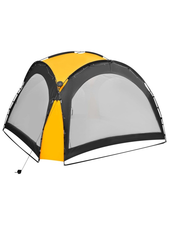 Proginė palapinė su LED ir 4 sienomis, geltona, 3,6x3,6x2,3m