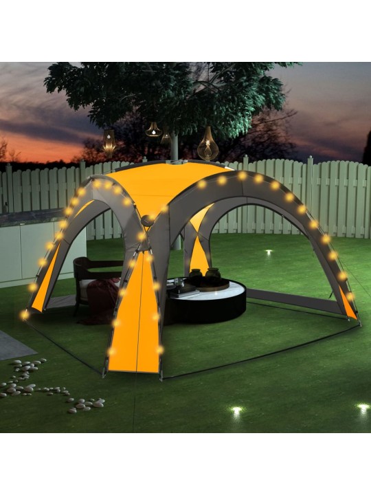 Proginė palapinė su LED ir 4 sienomis, geltona, 3,6x3,6x2,3m