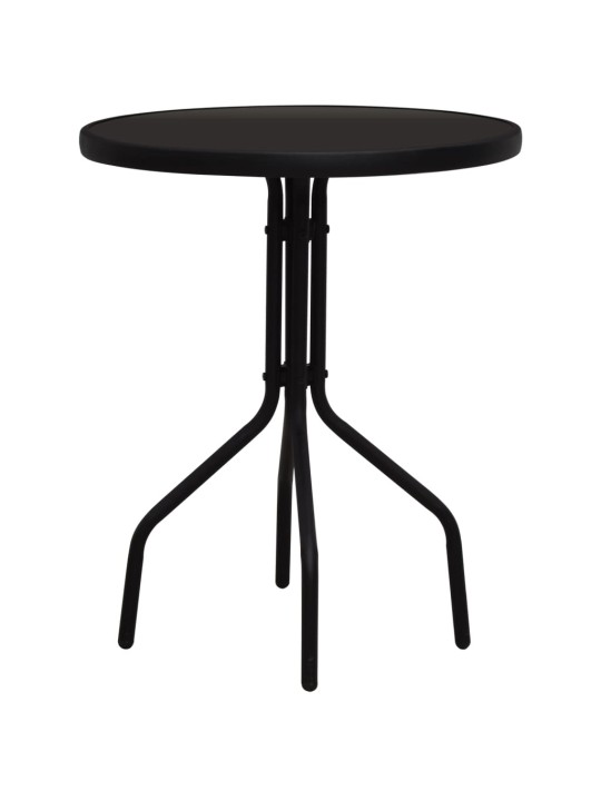 Bistro baldų komplektas, 3 dalių, juodos spalvos, PVC ratanas