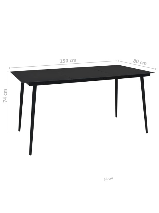 Lauko komplektas, 7 dalių, juodas, medvilninė virvė ir plienas