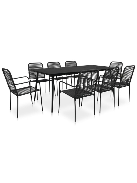 Lauko komplektas, 9 dalių, juodas, medvilninė virvė ir plienas