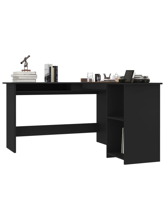 Kampinis stalas, juodos spalvos, 120x140x75cm, MDP, L formos