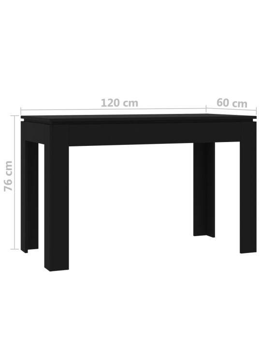 Valgomojo stalas, juodos spalvos, 120x60x76cm, MDP
