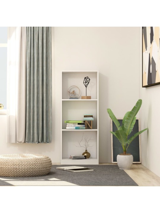 Spintelė knygoms, 3 lentynos, baltos spalvos, 40x24x108cm, MDP