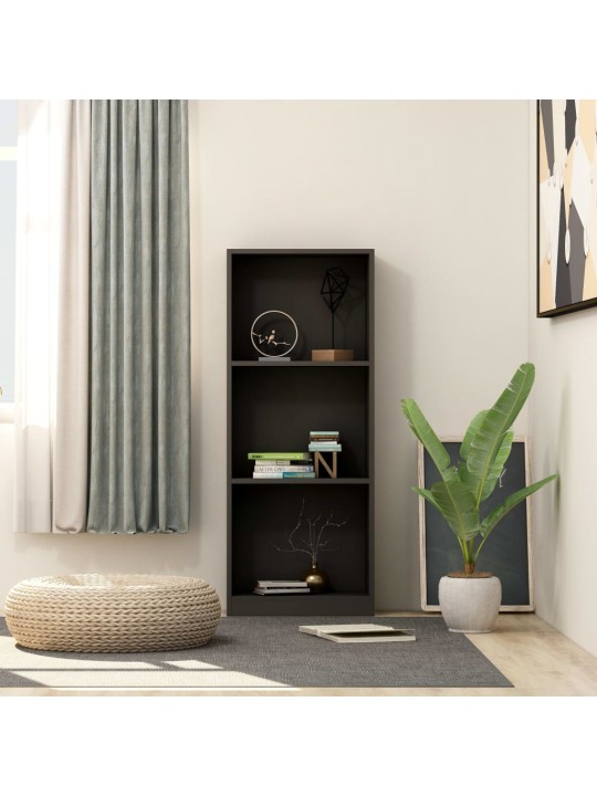 Spintelė knygoms, 3 lentynos, juodos spalvos, 40x24x108cm, MDP
