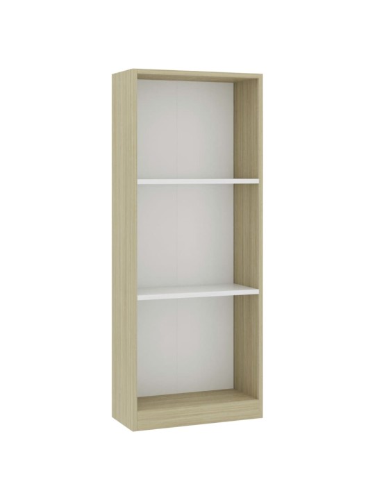 Spintelė knygoms, 3 lentynos, balta/ąžuolo, 40x24x108cm, MDP