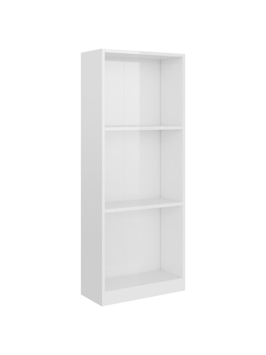 Spintelė knygoms, 3 lentynos, balta, 40x24x108cm, MDP, blizgi