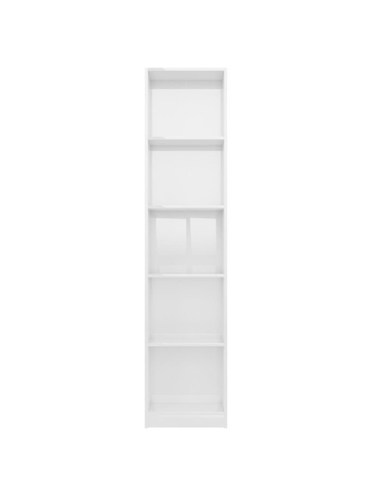 Spintelė knygoms, 5 lentynos, balta, 40x24x175cm, MDP, blizgi