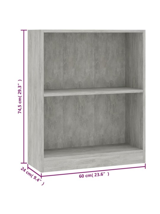 Lentyna knygoms, betono pilkos spalvos, 60x24x74,5cm, mediena