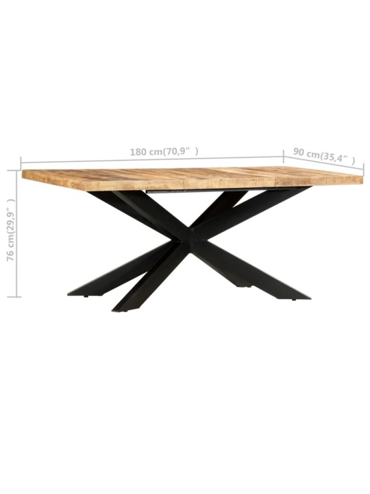 Valgomojo stalas, 180x90x76cm, neapdorotas mango masyvas