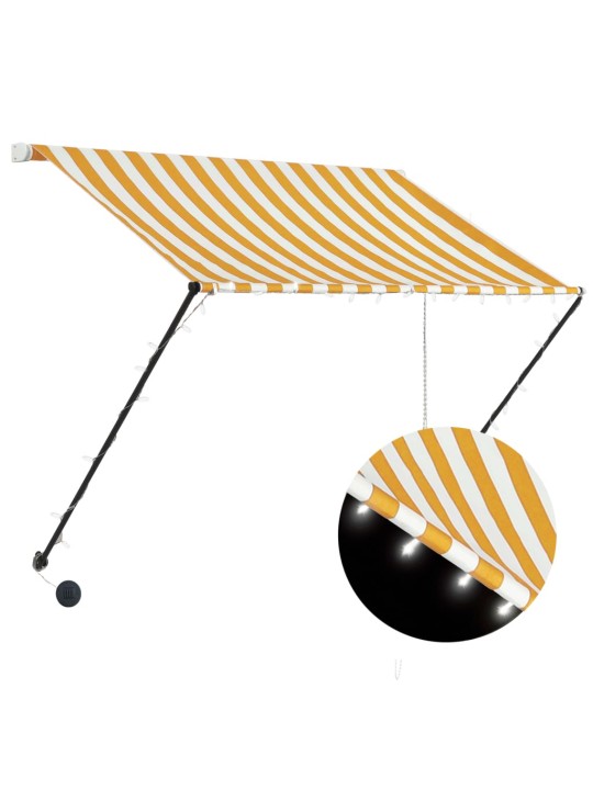 Ištraukiama markizė su LED, geltona ir balta, 150x150cm