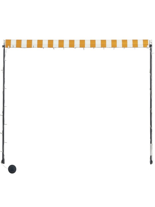 Ištraukiama markizė su LED, geltona ir balta, 150x150cm