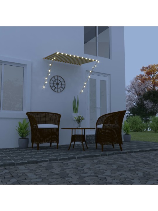 Ištraukiama markizė su LED, geltona ir balta, 150x150cm