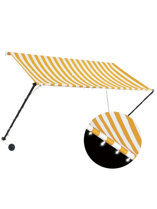 Ištraukiama markizė su LED, geltona ir balta, 250x150cm