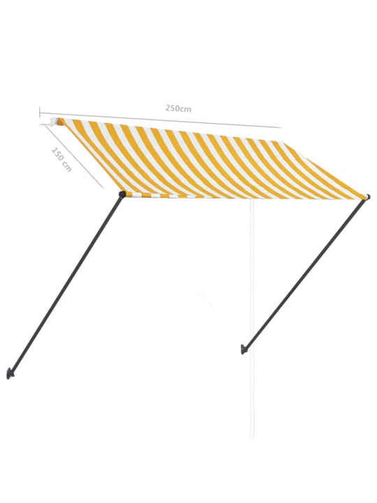 Ištraukiama markizė su LED, geltona ir balta, 250x150cm