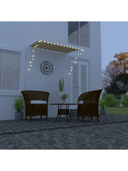 Ištraukiama markizė su LED, geltona ir balta, 250x150cm
