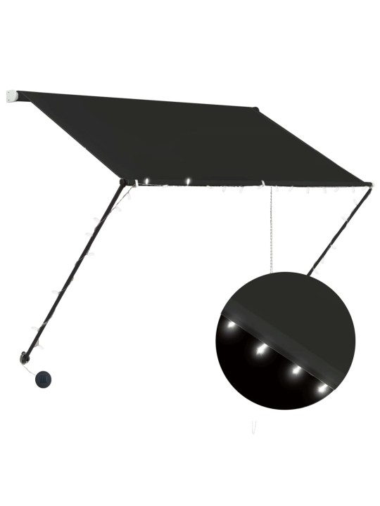 Ištraukiama markizė su LED, antracito spalvos, 150x150cm