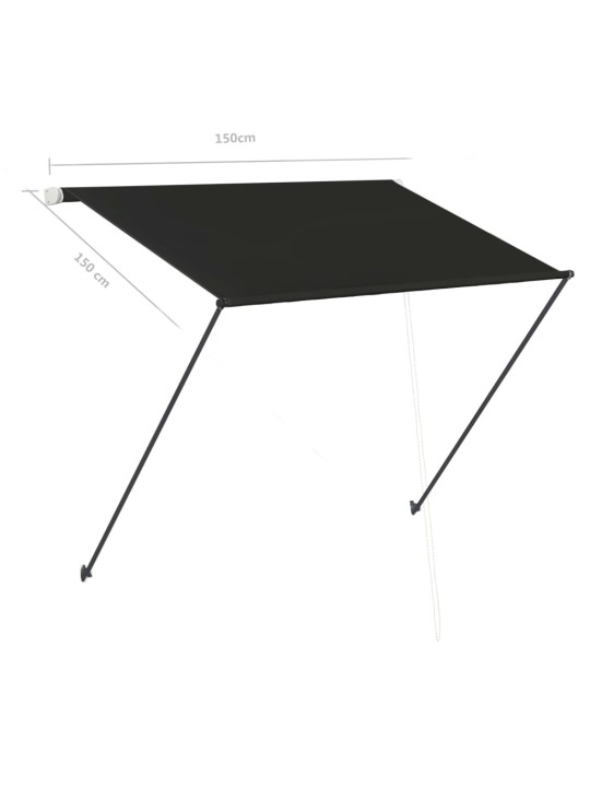 Ištraukiama markizė su LED, antracito spalvos, 150x150cm