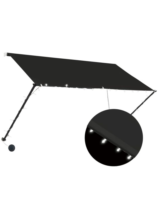 Ištraukiama markizė su LED, antracito spalvos, 250x150cm