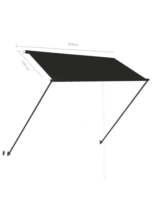 Ištraukiama markizė su LED, antracito spalvos, 250x150cm