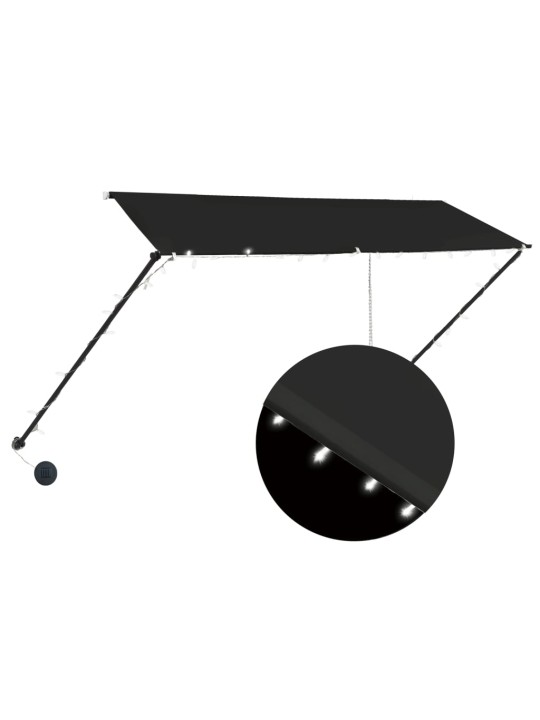 Ištraukiama markizė su LED, antracito spalvos, 300x150cm