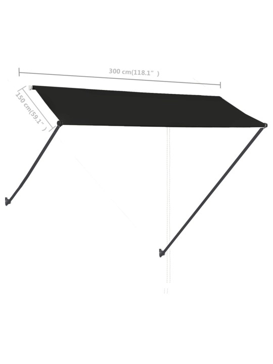 Ištraukiama markizė su LED, antracito spalvos, 300x150cm