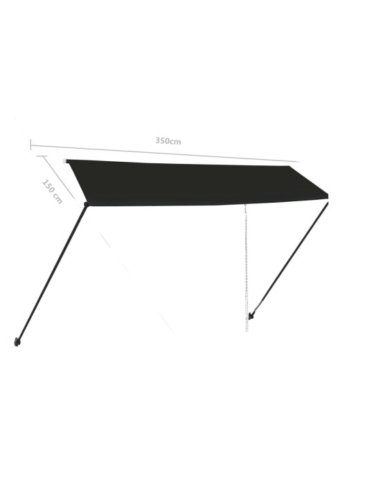 Ištraukiama markizė su LED, antracito spalvos, 350x150cm