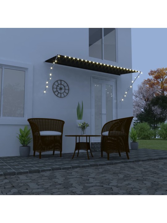 Ištraukiama markizė su LED, antracito spalvos, 350x150cm