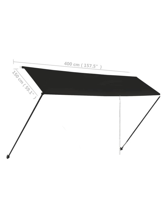 Ištraukiama markizė su LED, antracito spalvos, 400x150cm