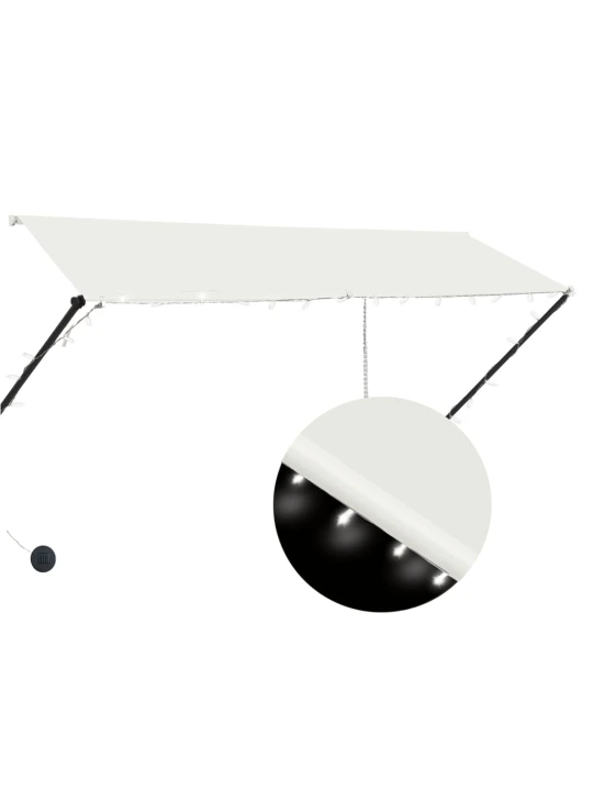 Ištraukiama markizė su LED, kreminės spalvos, 300x150cm