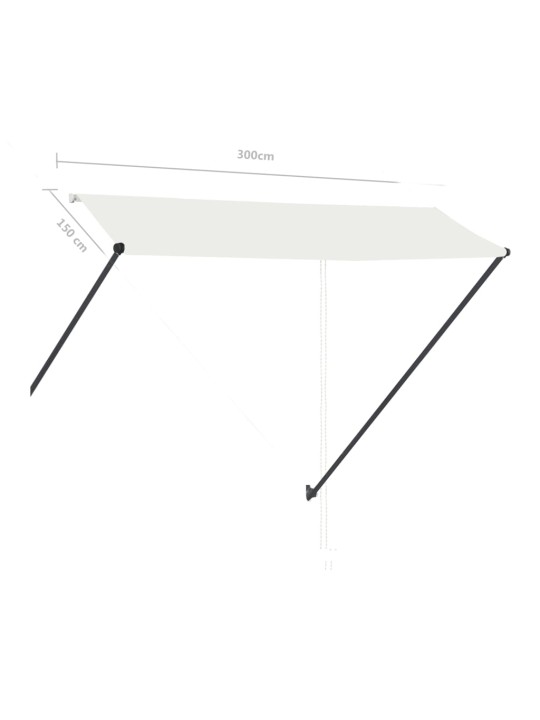 Ištraukiama markizė su LED, kreminės spalvos, 300x150cm