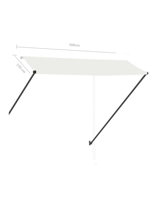 Ištraukiama markizė su LED, kreminės spalvos, 300x150cm