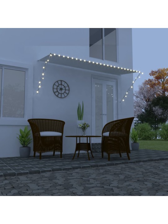 Ištraukiama markizė su LED, kreminės spalvos, 350x150cm