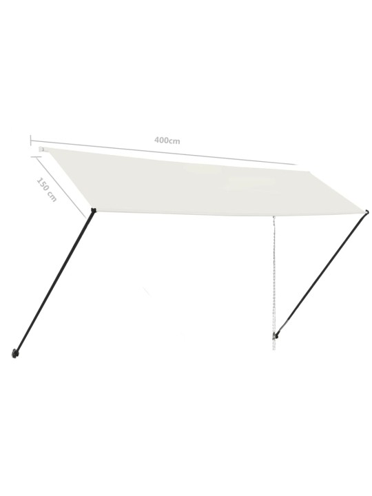 Ištraukiama markizė su LED, kreminės spalvos, 400x150cm