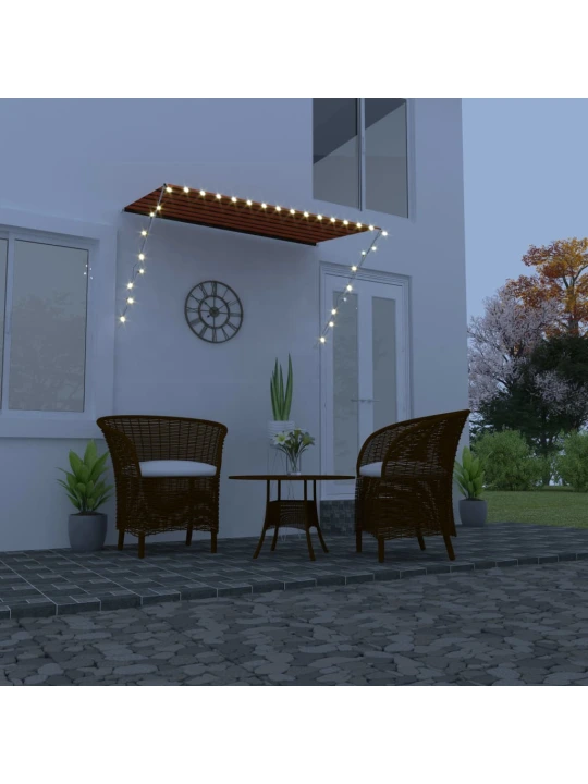 Ištraukiama markizė su LED, oranžinė ir ruda, 250x150cm