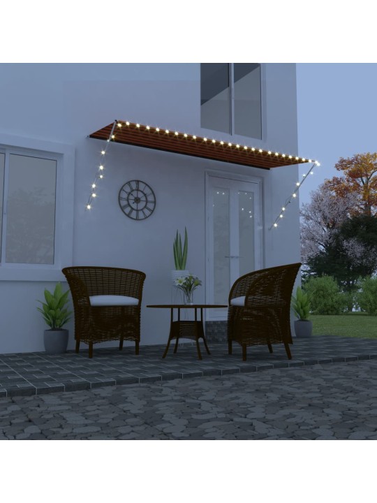 Ištraukiama markizė su LED, oranžinė ir ruda, 300x150cm