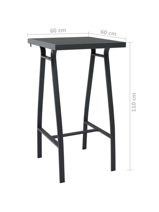 Sodo baro stalas, juodas, 60x60x110cm, grūdintas stiklas