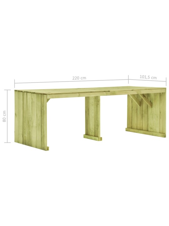 Sodo stalas, 220x101,5x80cm, impregnuota pušies mediena