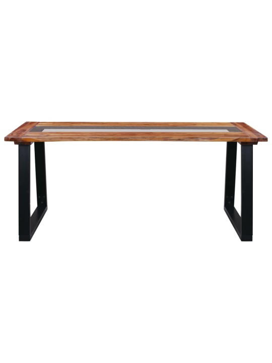Valgomojo stalas, 180x90x75cm, akacijos masyvas ir stiklas
